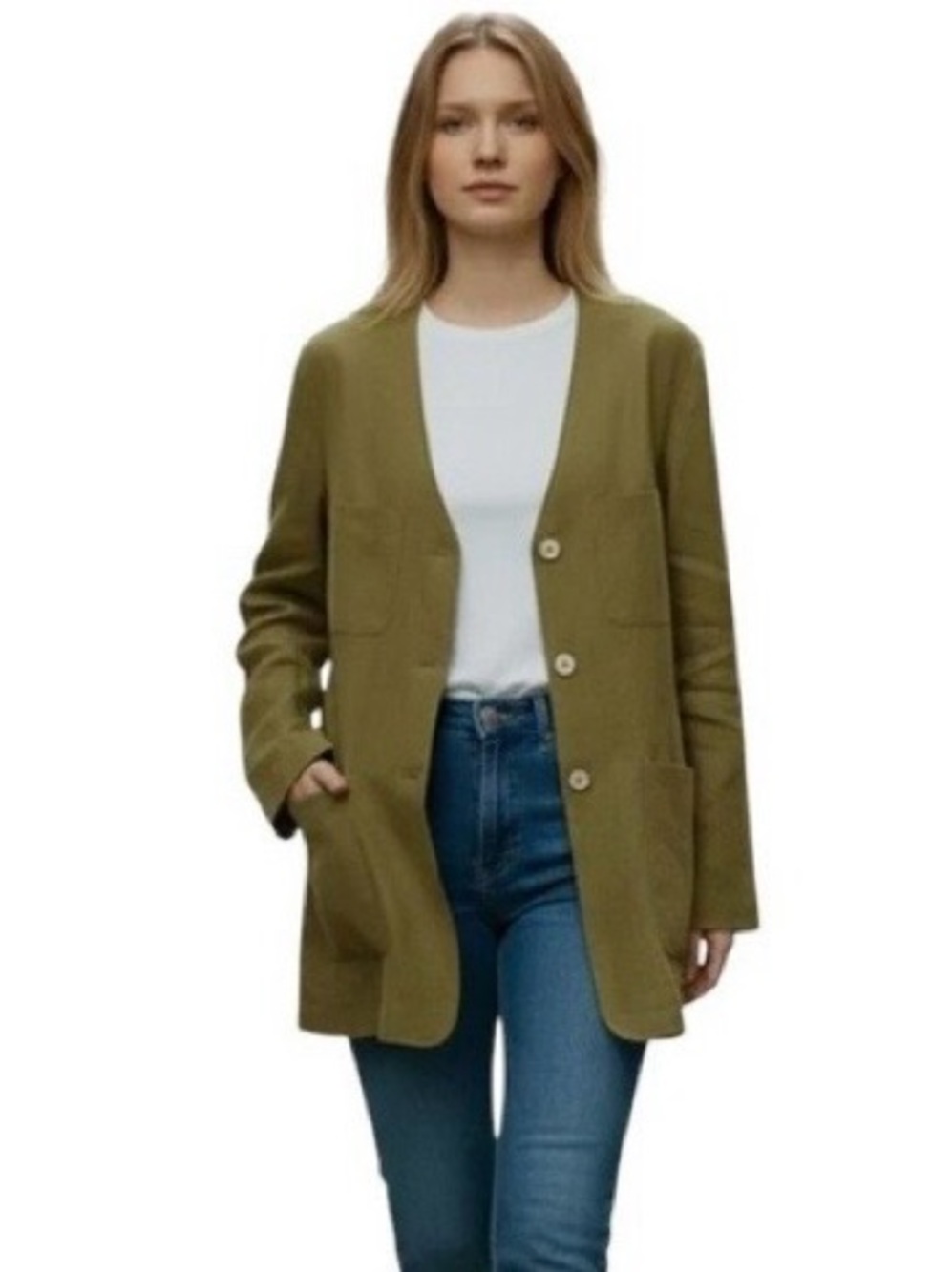 Liz Claiborne Silk-Linen Olive Blazer 14 • Lightweight Vintage Workwear Casual
